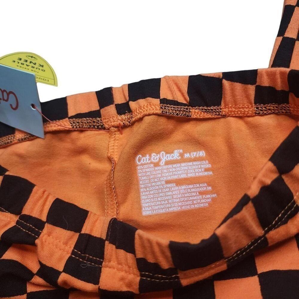 Cat & Jack Girls Orange Black Checkered Leggings Size M - Picture 4 of 4